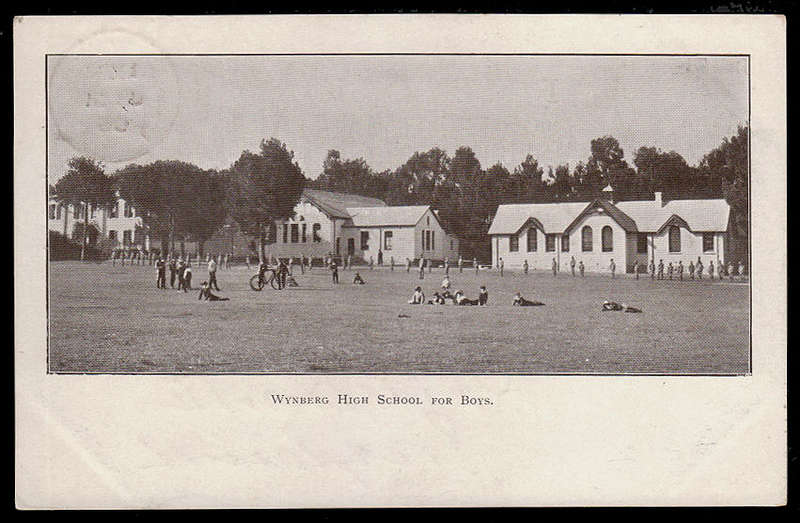 CGH 1905 SUPERB 'UPPER WYNBERG JU 21 05' PMK ON POSTCARD WITH VIEW OF WYNBERG HIGH SCHOOL FOR BOYS .
