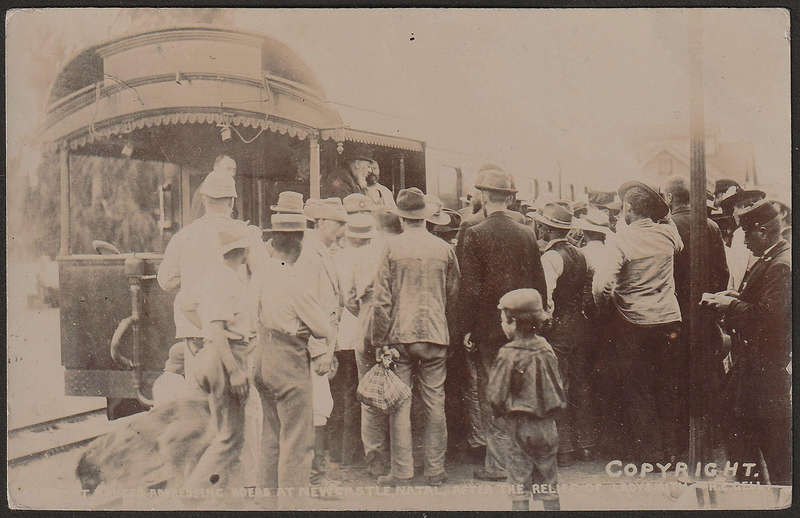 NATAL 1908 (AUG 9) ORIGINAL PHOTO POSTCARD OF PRESIDENT KRUGER ADDRESSING BOERS AT NEWCASTLE.