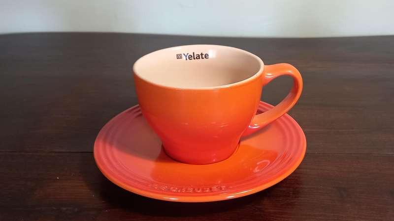 LA CREUSET COFFEE CUP AND SAUCER