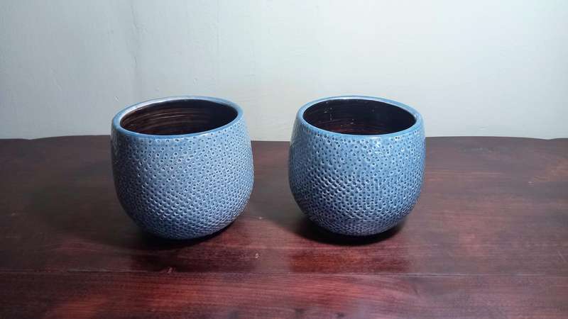 2 X MICA CERAMIC POP PLANT CONTAINERS