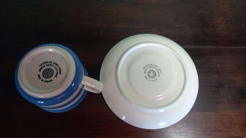 CORNISHWARE - KITCHEN WARE TEA CUP AND SAUCER