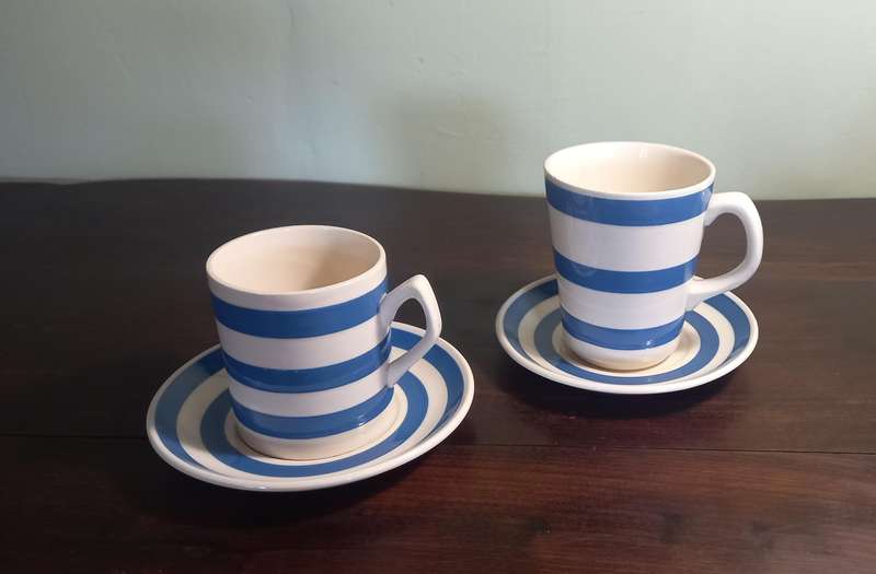 2 X STAFFORDSHIRE CHEF WARE CUPS AND SAUCERS MADE IN ENGLAND