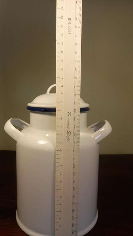 WHITE MILK CAN ENAMELWARE 21CM