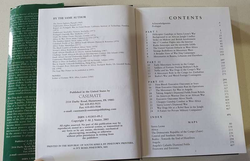 WAR DOG fighting other peoples' wars - by AL J Venter (hard cover) as per photo.