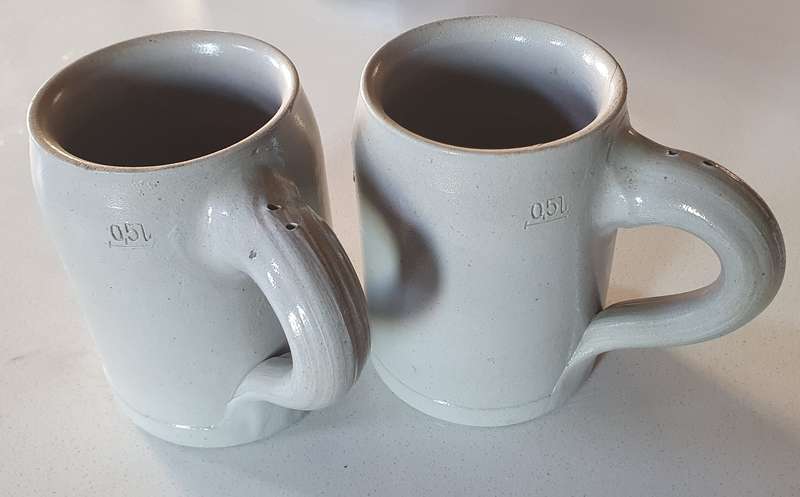 2x 500ml Stone ware Beer mugs as per photo