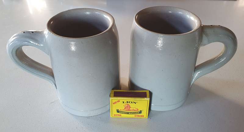 2x 500ml Stone ware Beer mugs as per photo
