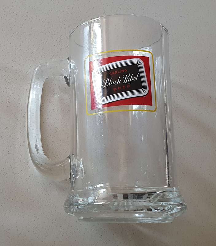 BLACK LABEL glass beer mug as per photos
