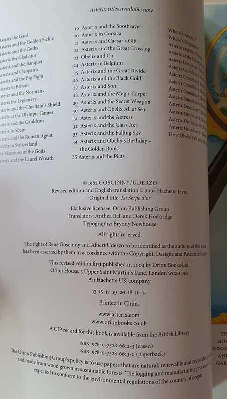 Asterix and the golden sickle - soft cover book as per photo.