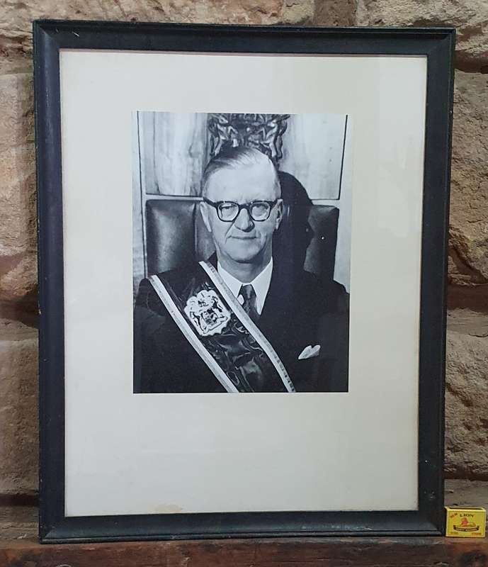 Framed photo of SA Pres. C.R. Swart