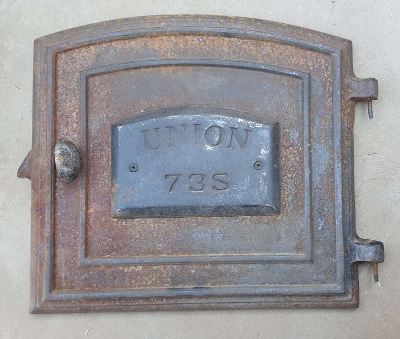 Vintage cast iron UNION 73S oven door as per photo
