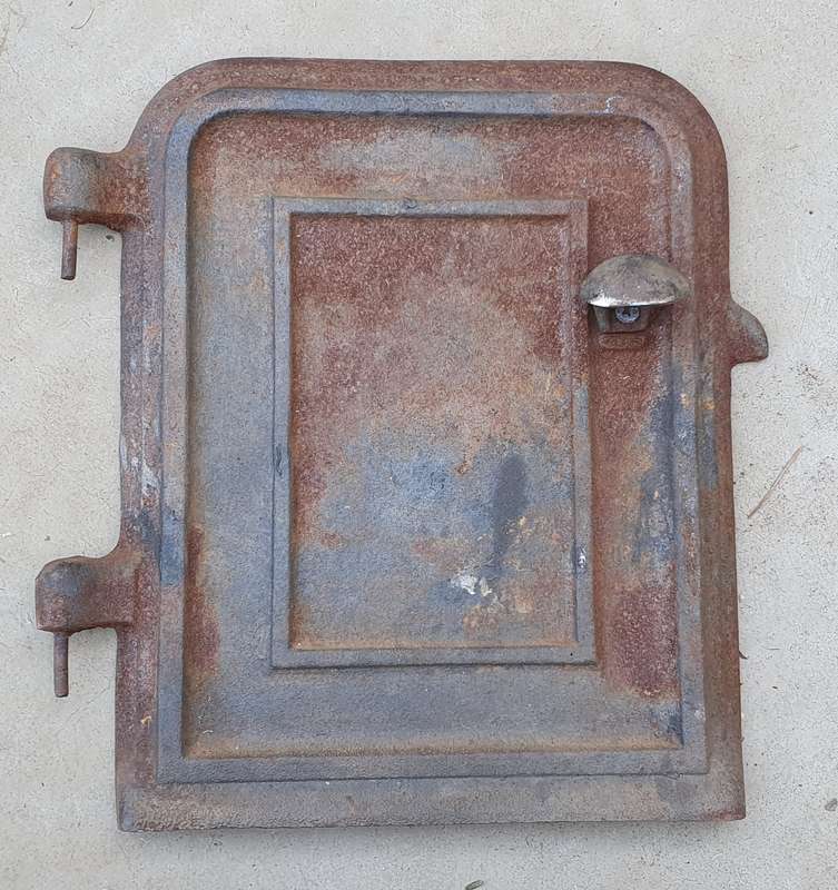 Vintage cast iron oven door as per photo