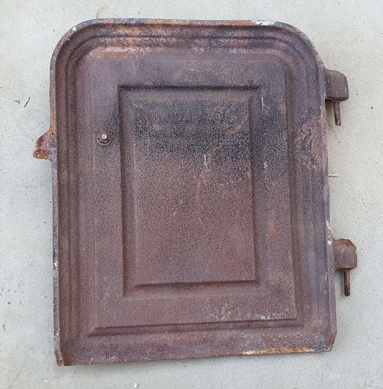 Vintage cast iron oven door as per photo