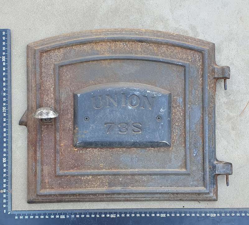 Vintage cast iron UNION 73S oven door as per photo
