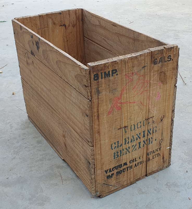 Vintage wooden MOBIL oil crate as per photos