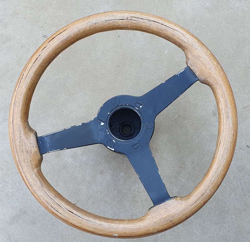 Vintage wooden car steering wheel as per photos