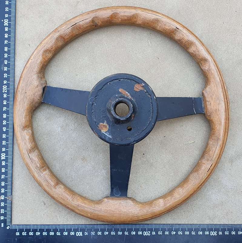 Vintage wooden car steering wheel as per photos