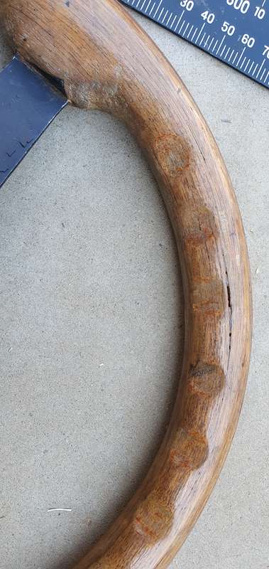 Vintage wooden car steering wheel as per photos
