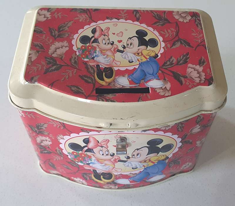 Mickey and Minnie mouse savings tin as per photos