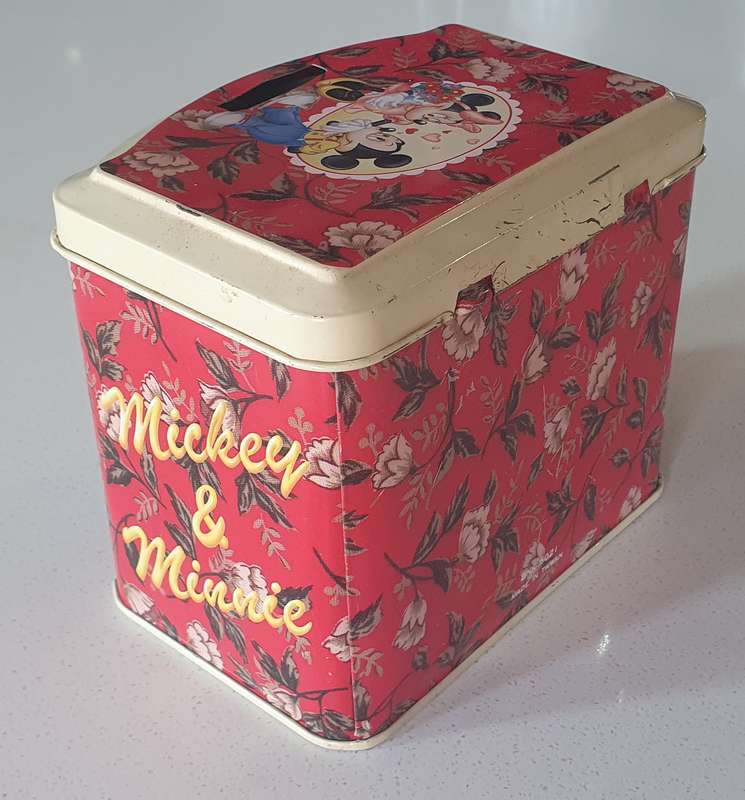 Mickey and Minnie mouse savings tin as per photos