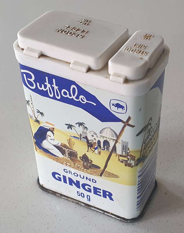 Vinatege Buffalo ground ginger tin as per photos