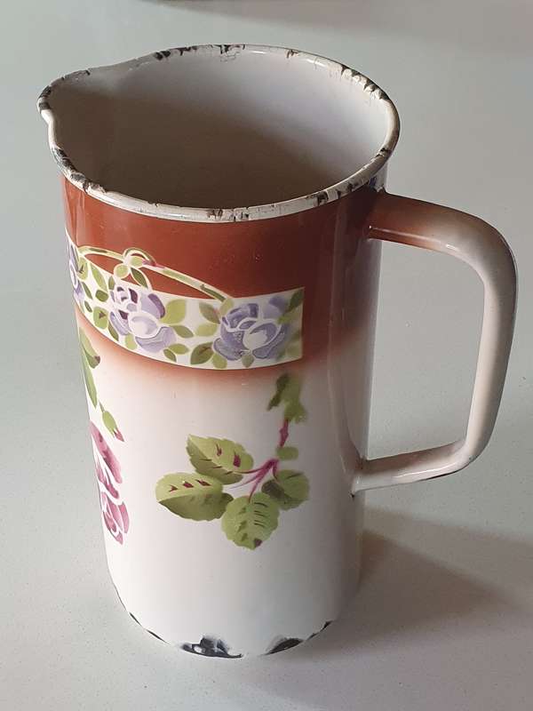 Vintage enamel water jug as per photos