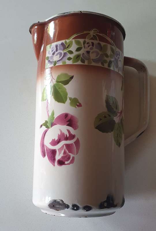Vintage enamel water jug as per photos