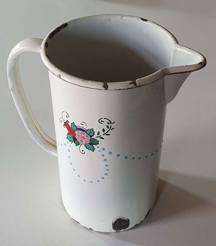 Vintage enamel water jug as per photos