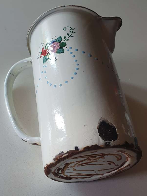 Vintage enamel water jug as per photos