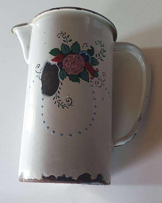Vintage enamel water jug as per photos