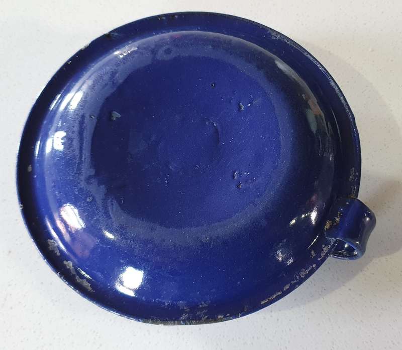 Vintage blue enamel candle holder as per photos