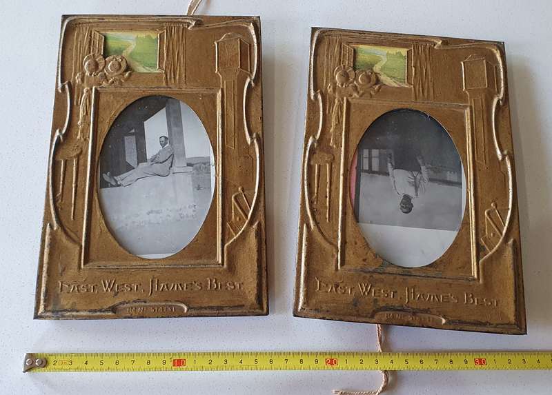 2 Vintage EAST WEST, HAME'S BEST metal frames as per photos