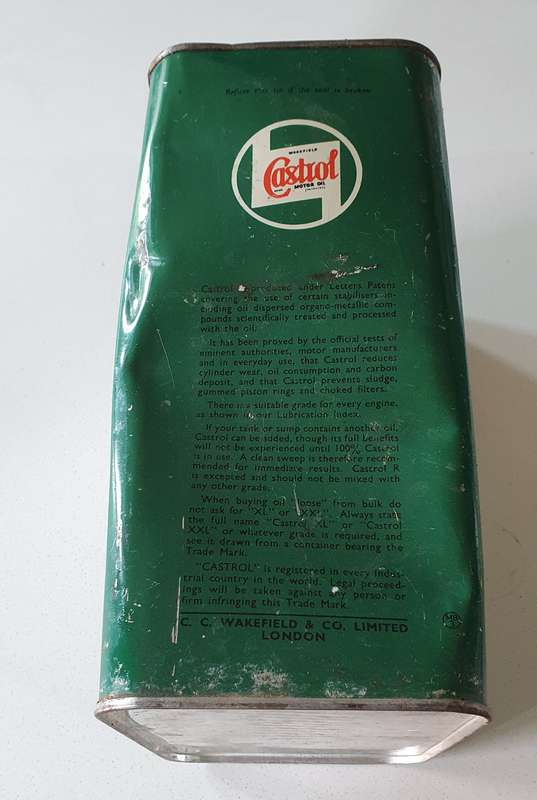 Vintage 1946-1958 CASTROL 1 gallon Wakefield motor oil tin as per photo