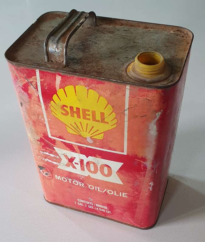 Vintage 1961-1971 SHELL X-100 one gallon motor oil tin as per photo