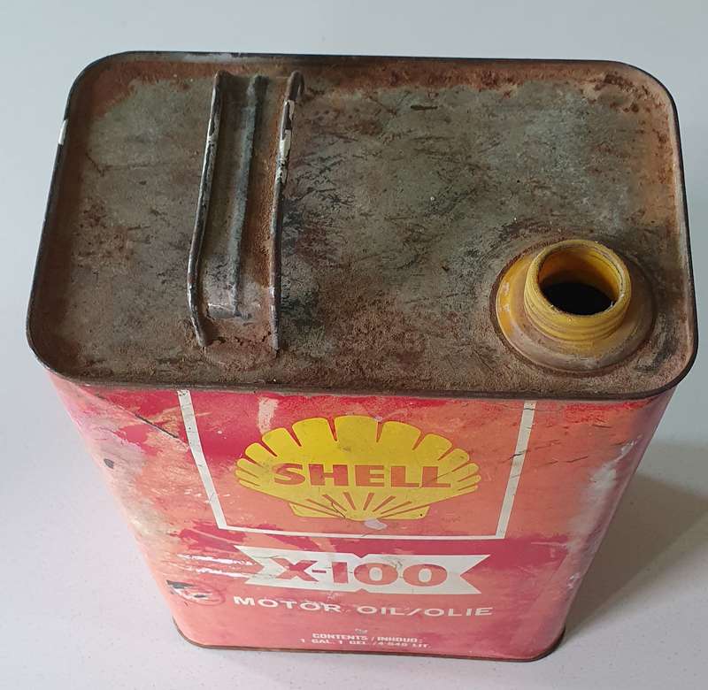 Vintage 1961-1971 SHELL X-100 one gallon motor oil tin as per photo