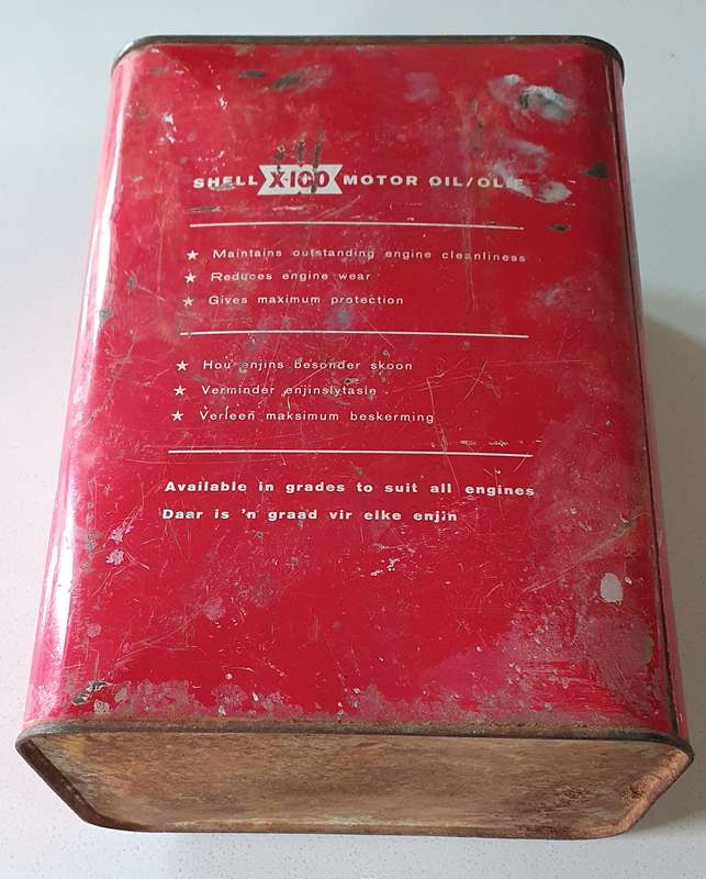 Vintage 1961-1971 SHELL X-100 one gallon motor oil tin as per photo