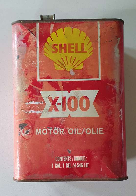 Vintage 1961-1971 SHELL X-100 one gallon motor oil tin as per photo