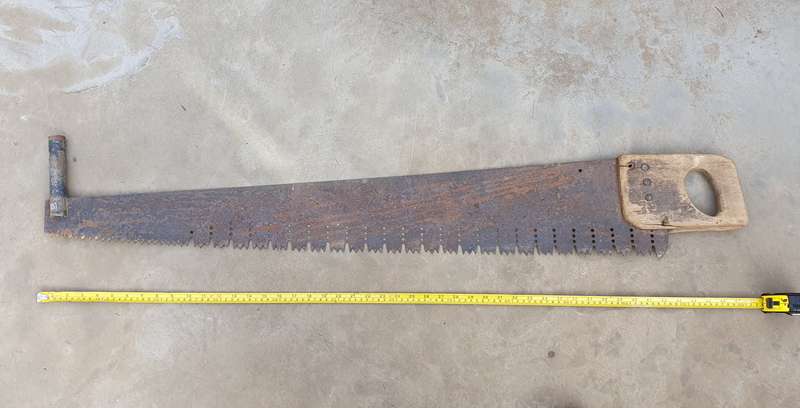 Vintage two man crosscut pull saw as per photos