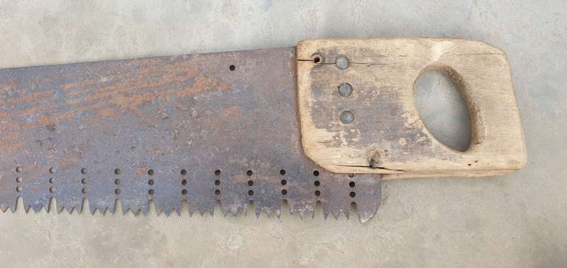 Vintage two man crosscut pull saw as per photos