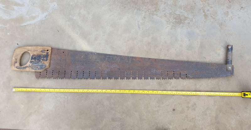 Vintage two man crosscut pull saw as per photos