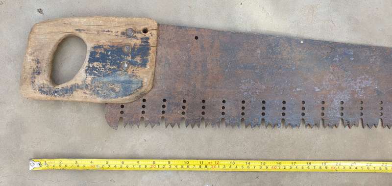 Vintage two man crosscut pull saw as per photos