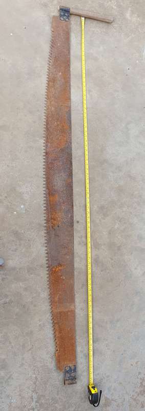 Vintage two man crosscut pull saw as per photos