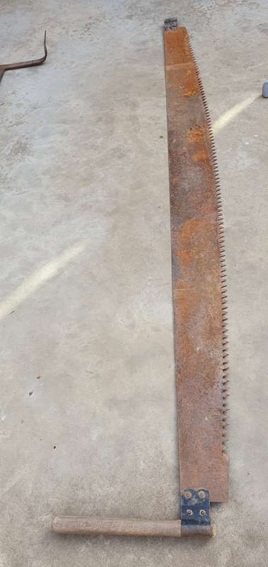 Vintage two man crosscut pull saw as per photos