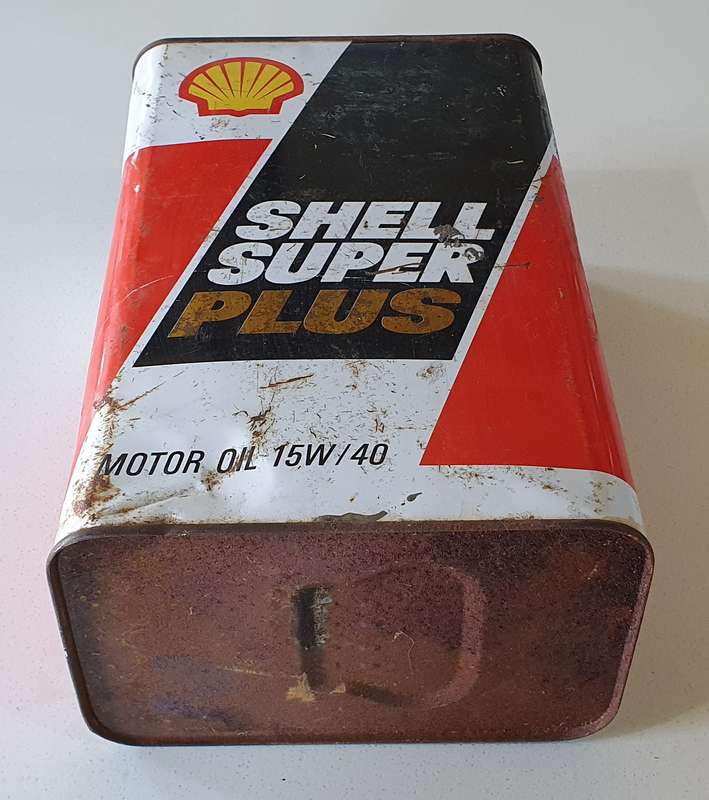 Vintage SHELL Super Plus 5 litres motor oil tin as per photo