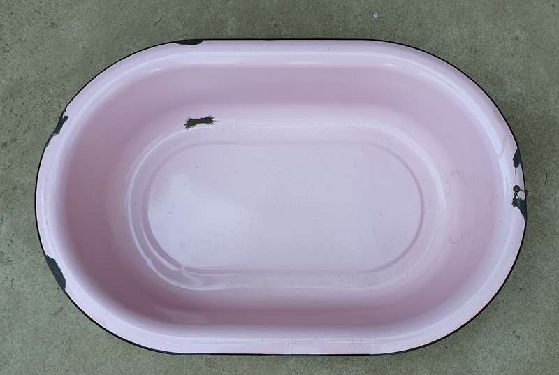 Vintage Pink enamel baby bath as per photos