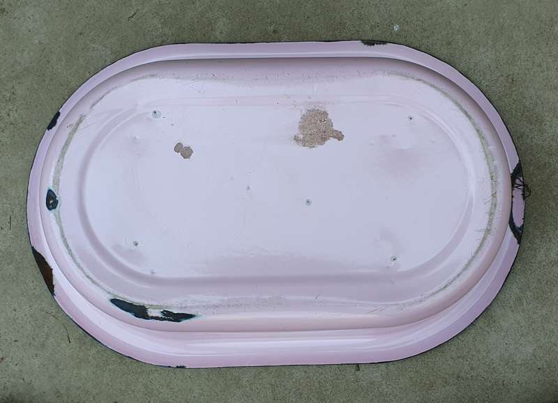 Vintage Pink enamel baby bath as per photos