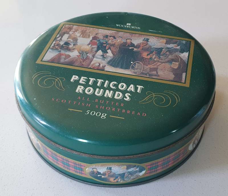 Woolworths PETTICOAT ROUNDS tin as per photos