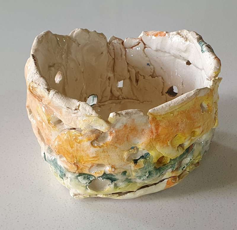 Glazed funky art pottery/clay item by Liza-Ann as per photos