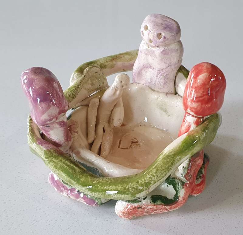 Glazed funky art pottery/clay item by Liza-Ann as per photos