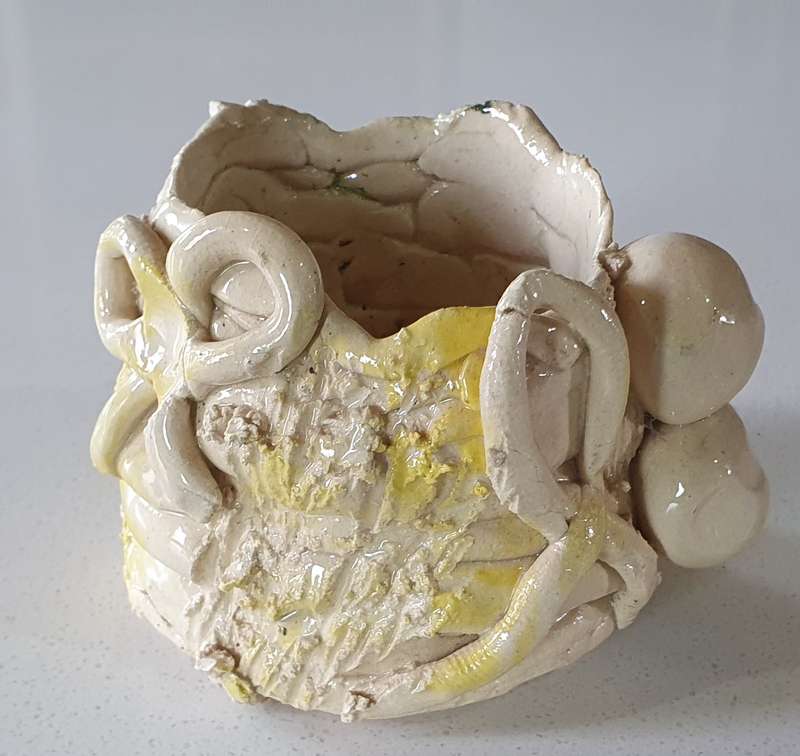Glazed funky art pottery/clay item by Liza-Ann as per photos