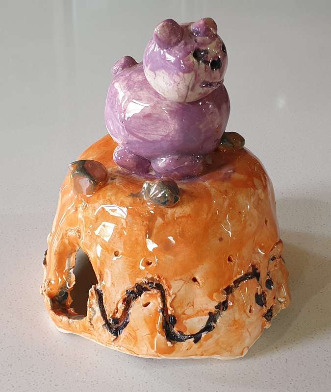 Glazed funky art pottery/clay item by Liza-Ann as per photos